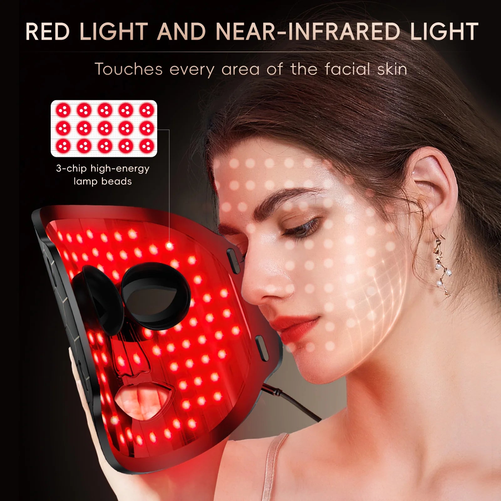 LED Face Mask Light Therapy, 7 Colors LED Red Light Therapy Mask for Face, Best Gift for Mom, Wife, Grandma, Black